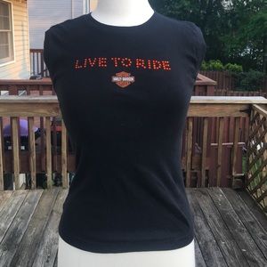 Vegas Harley Davidson LIVE TO RIDE Black Tank Top